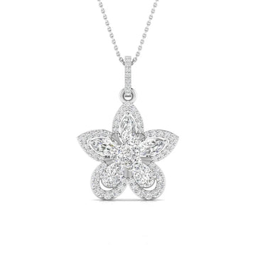 Floral Diamond Bloom Pendant Necklace