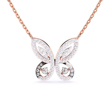 Butterfly Diamond Pendant in Rose Gold