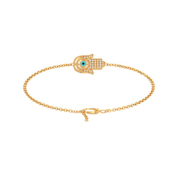 Evil Eye Hamsa Diamond Charm Bracelet