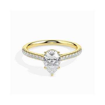 Pear Cut Solitaire Pave Engagement Ring