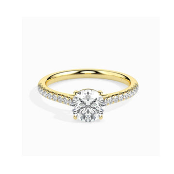 Round Cut Solitaire Pave Engagement Ring