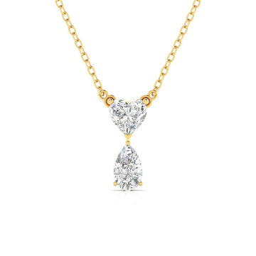Heart & Pear Diamond Duo Pendant Necklace