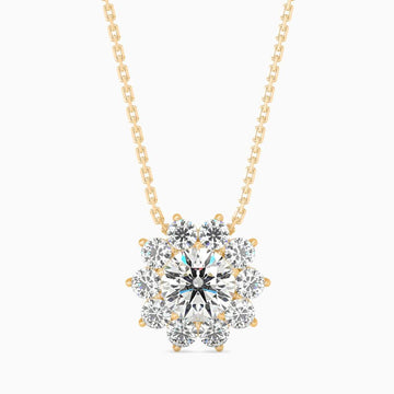 Floral Cluster Diamond Pendant Necklace