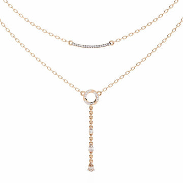 Double Layer Circle Drop Pendant Necklace