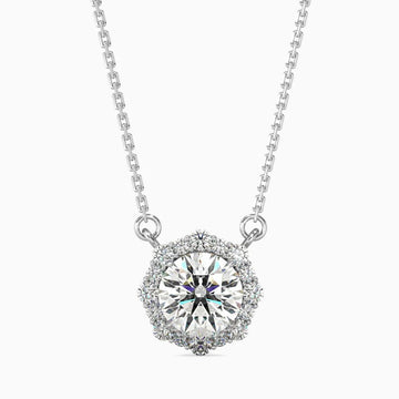 Round Brilliant Diamond Halo Pendant Necklace