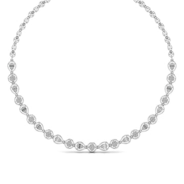 Pear & Round Diamond Bezel-Set Necklace