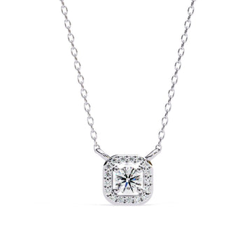 Cushion Halo Diamond Pendant Necklace