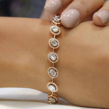 Oval Baguette Halo Diamond Bracelet