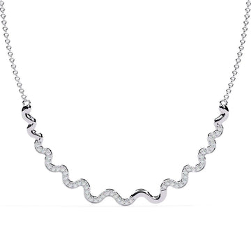 Diamond Wave Bar Necklace
