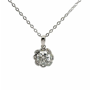 Intertwined Diamond Floral Pendant Necklace