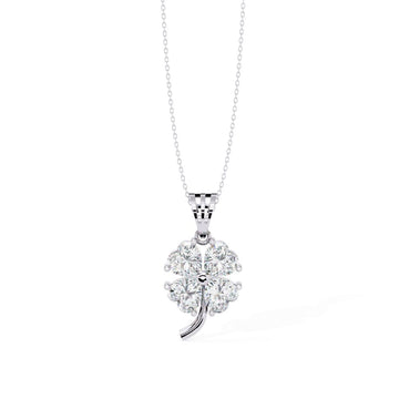 Four-Leaf Diamond Floral Pendant Necklace
