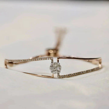 Minimalist Solitaire Diamond Open Cuff Bracelet