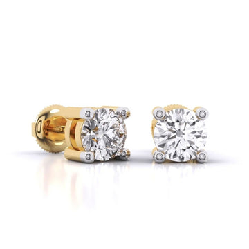 Classic Round Diamond Stud Earrings in Dual-Tone Prong Setting