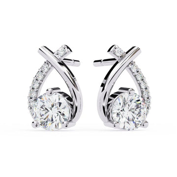 Twist Frame Solitaire Diamond Earrings