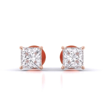 Princess Cut Diamond Stud Earrings in 4-Prong Setting