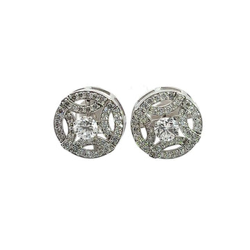 Round Filigree Diamond Stud Earrings