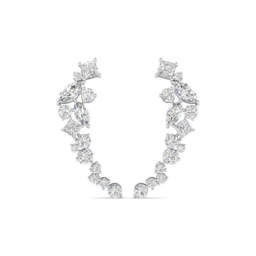Mixed-Cut Diamond Curved Hoop Earrings