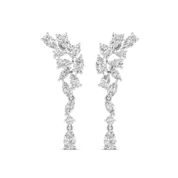 Leaf-Inspired Diamond Dangling Earrings