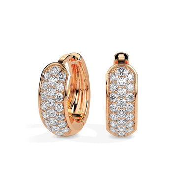 Bold Rose Gold Huggie Earrings with Diamonds