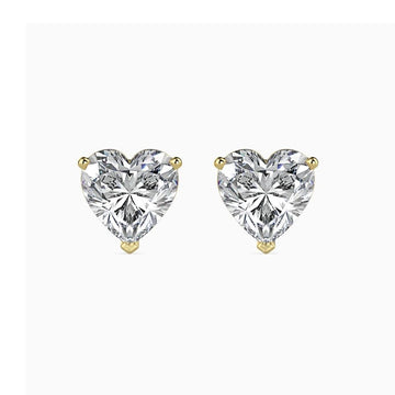 Heart-Shaped Diamond Stud Earrings in Classic Prong Setting