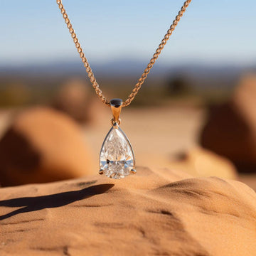 Teardrop Diamond Solitaire Pendant Necklace