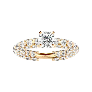 Double Band Diamond Ring with Round Solitaire Center