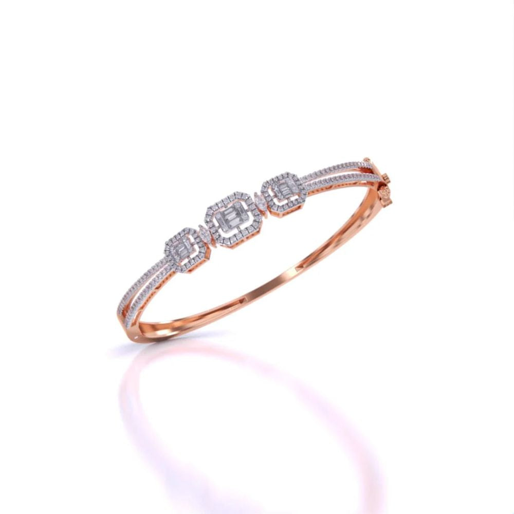 Triple Halo Diamond Bangle Bracelet