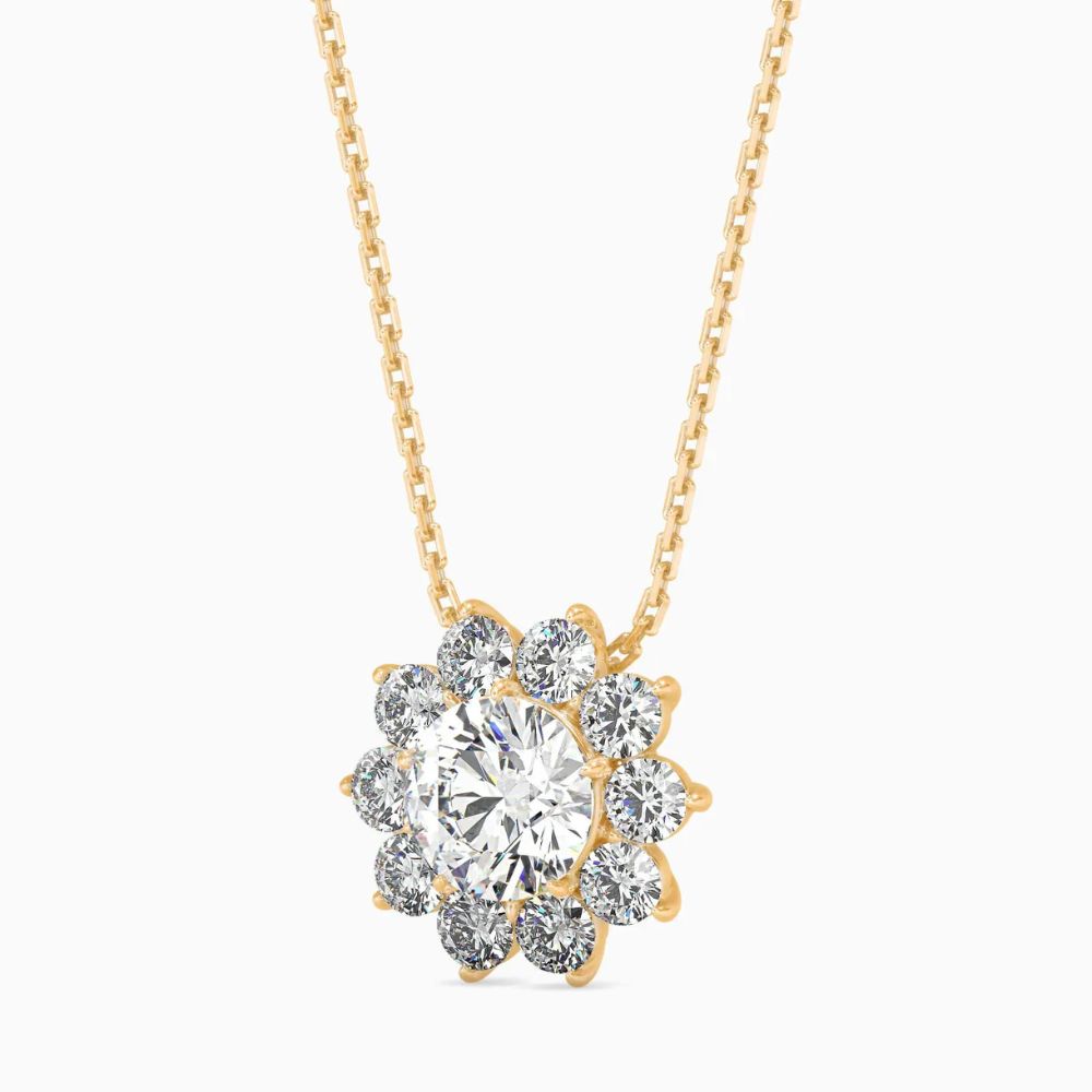Floral Cluster Diamond Pendant Necklace
