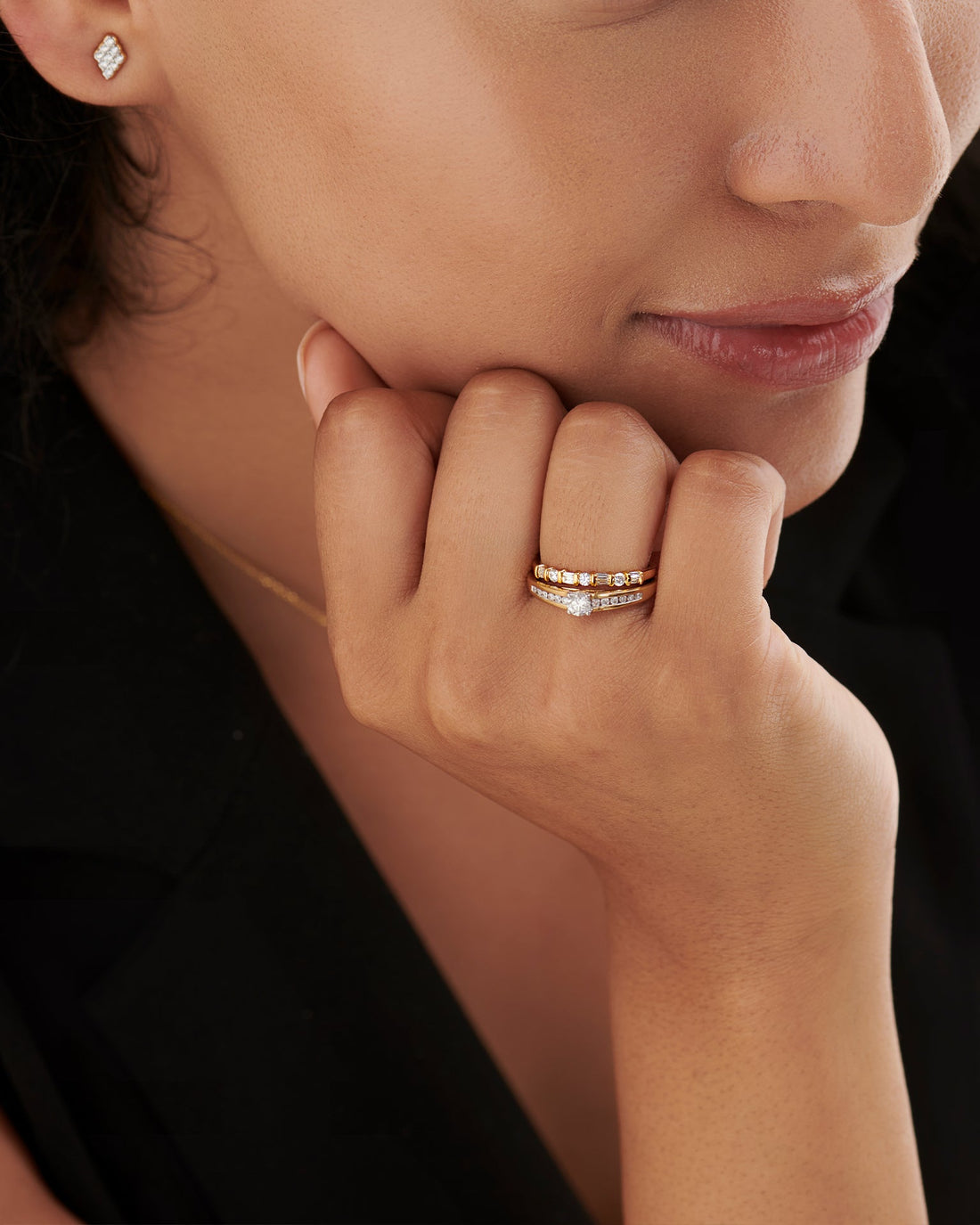Baguette & Round Stackable Band
