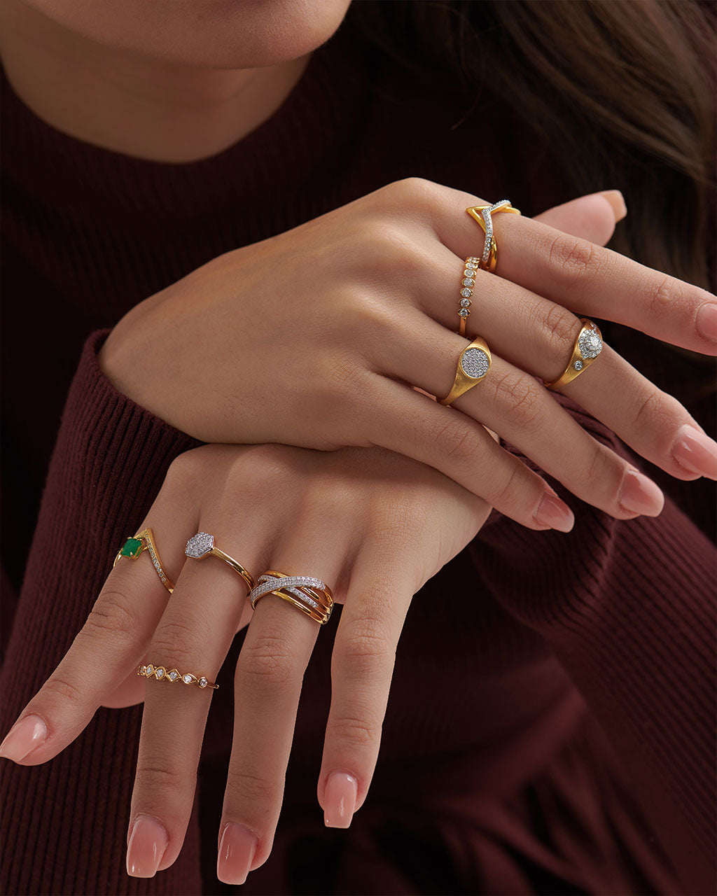 Cluster Diamond Signet Ring