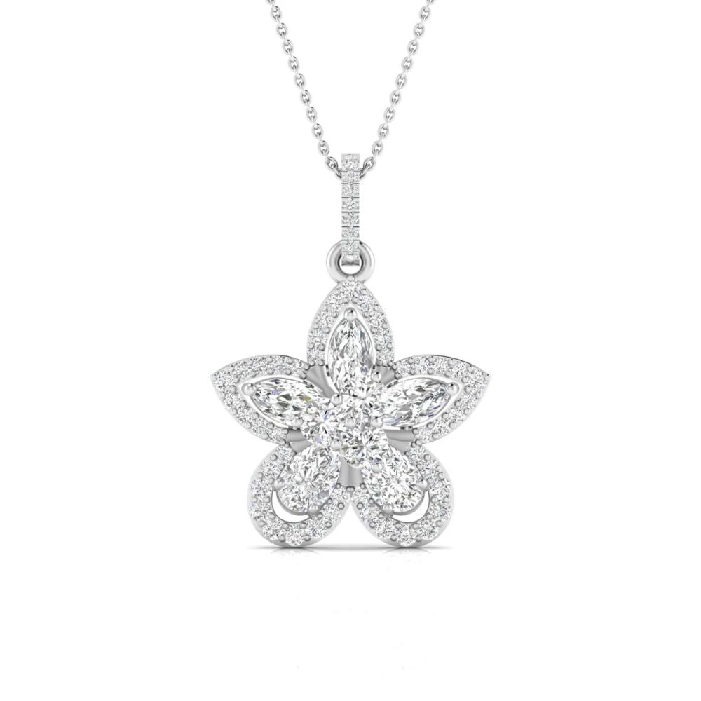 Floral Diamond Bloom Pendant Necklace