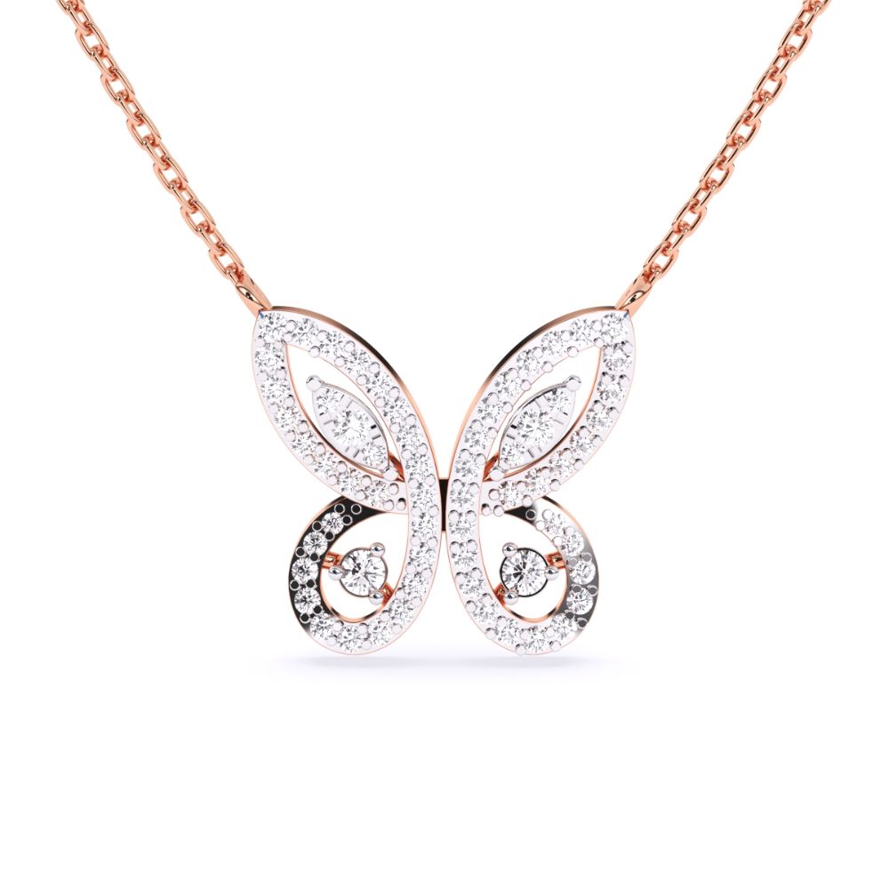 Butterfly Diamond Pendant in Rose Gold