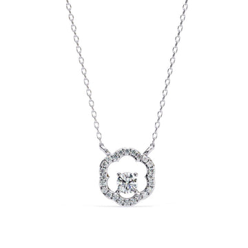 Floral Diamond Halo Pendant Necklace