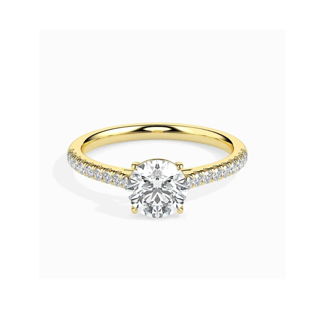 Round Cut Solitaire Pave Engagement Ring