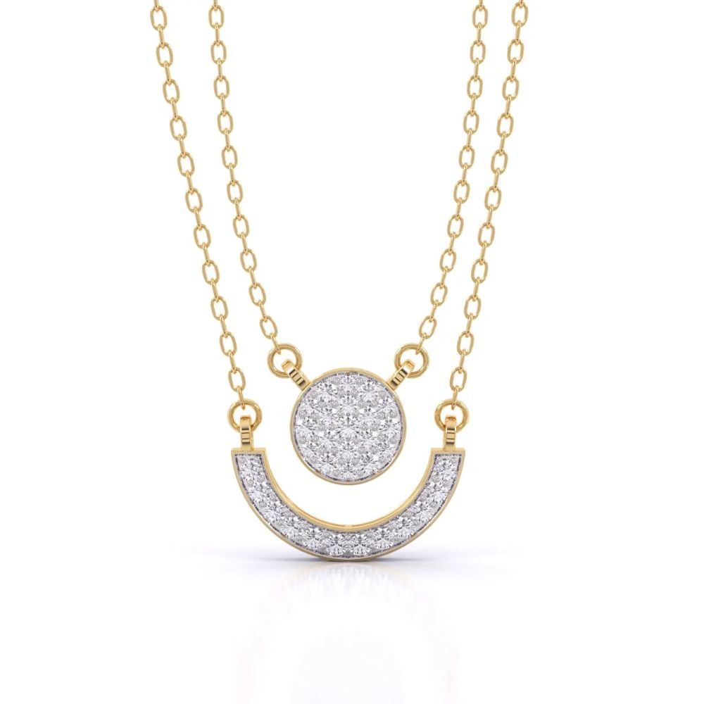 Dual Layer Round Diamond Pendant Necklace
