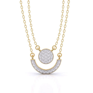 Dual Layer Round Diamond Pendant Necklace