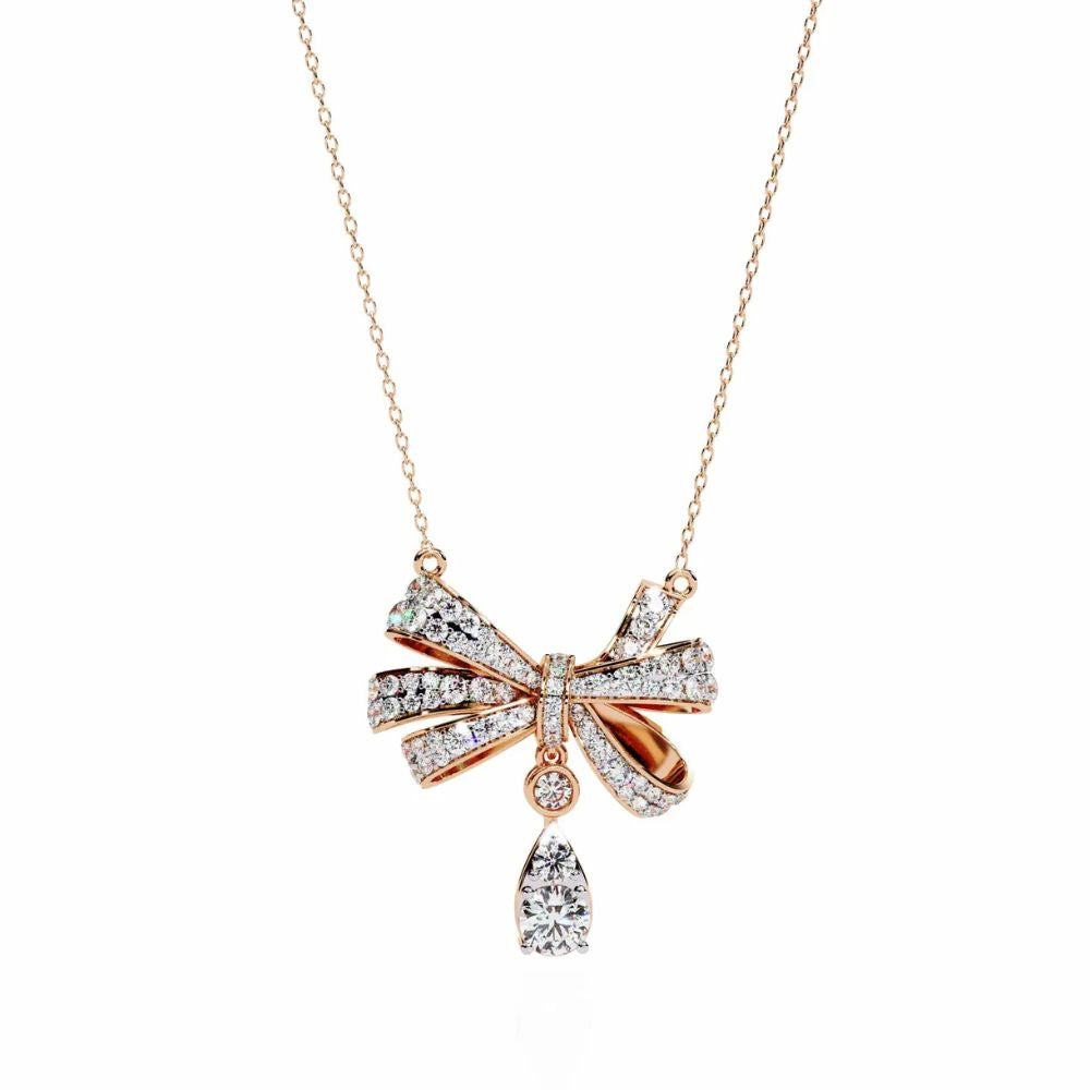Diamond Bow Pendant Necklace