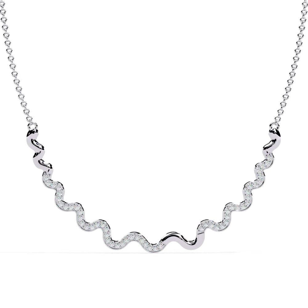 Diamond Wave Bar Necklace