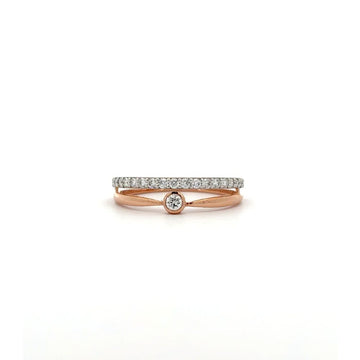 Two-Tone Criss-Cross Diamond Ring with Bezel Center