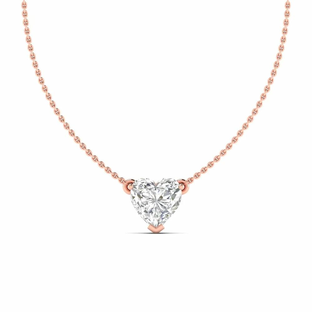 Heart Diamond Solitaire Pendant Necklace