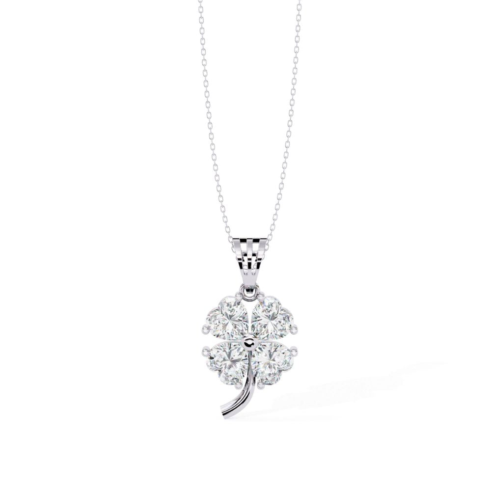 Four-Leaf Diamond Floral Pendant Necklace