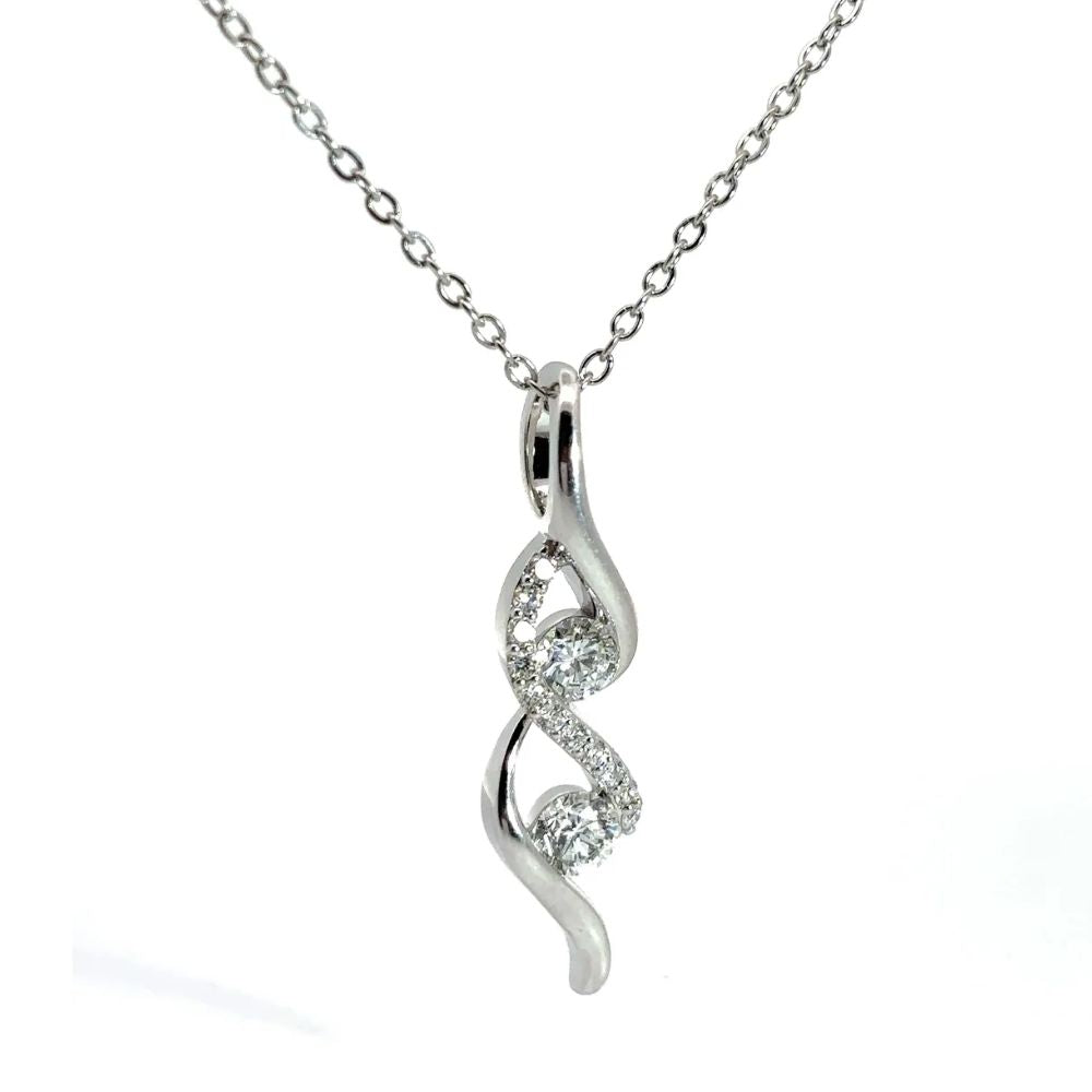 Twisted Diamond Drop Pendant Necklace