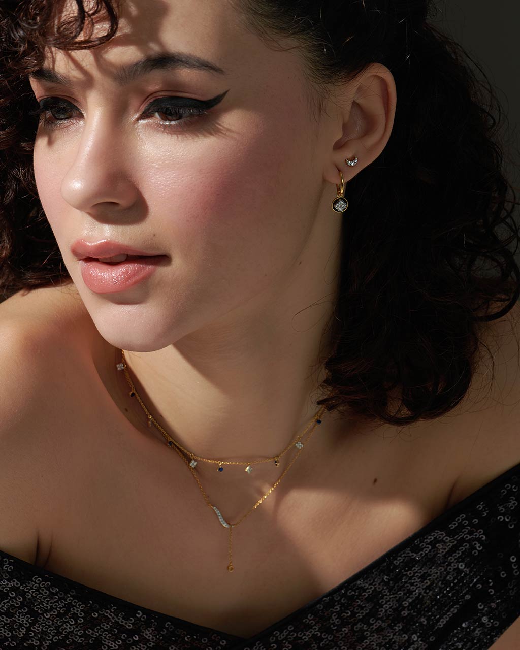 Crescent Moon Diamond Earrings
