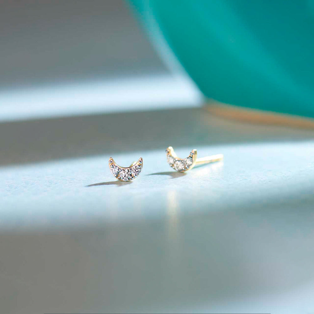 Crescent Moon Diamond Earrings