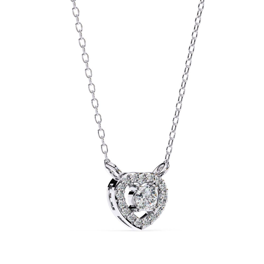 Heart-Shaped Diamond Halo Pendant Necklace