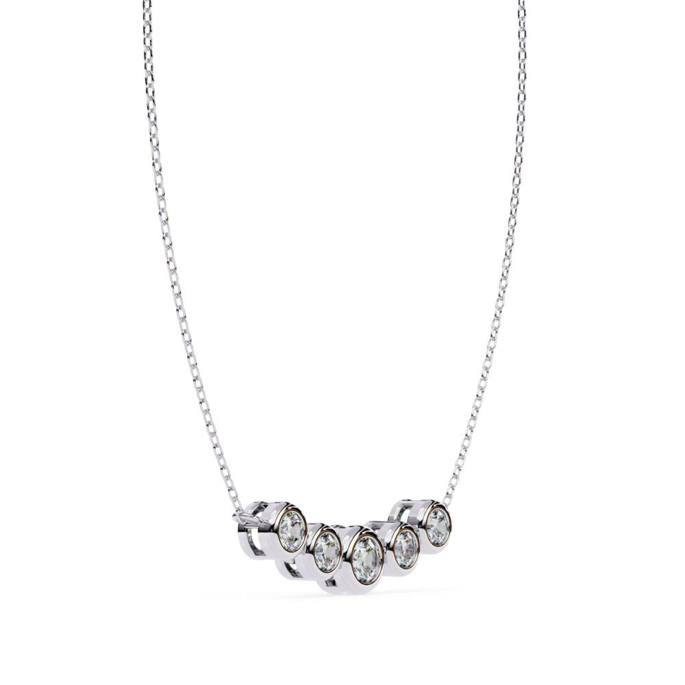 Bezel Set Diamond Curve Bar Necklace