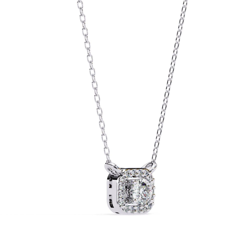Cushion Halo Diamond Pendant Necklace