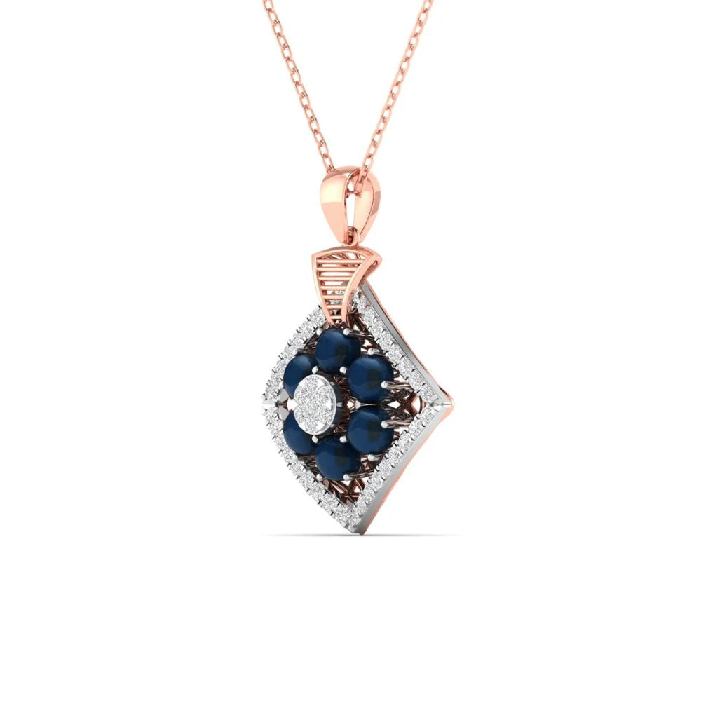 Vintage-Inspired Diamond Pendant with Midnight Cabochons