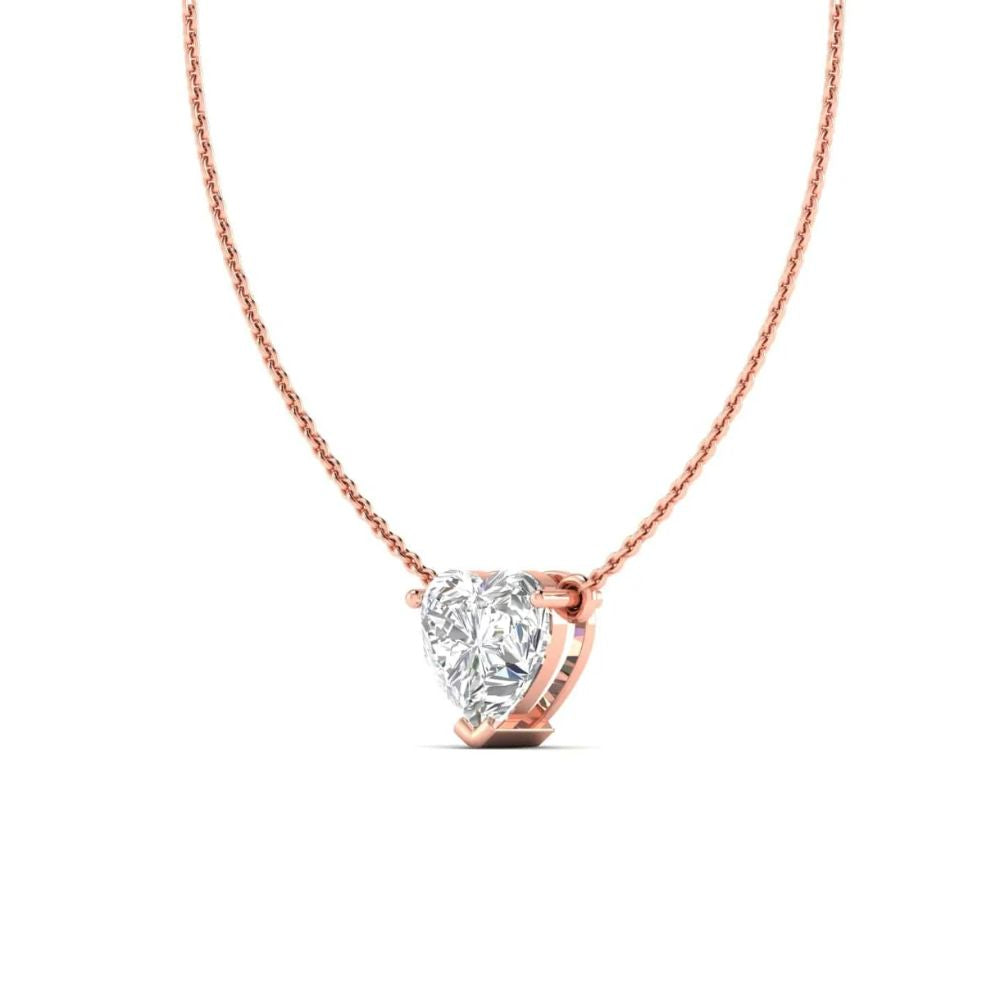 Heart Diamond Solitaire Pendant Necklace