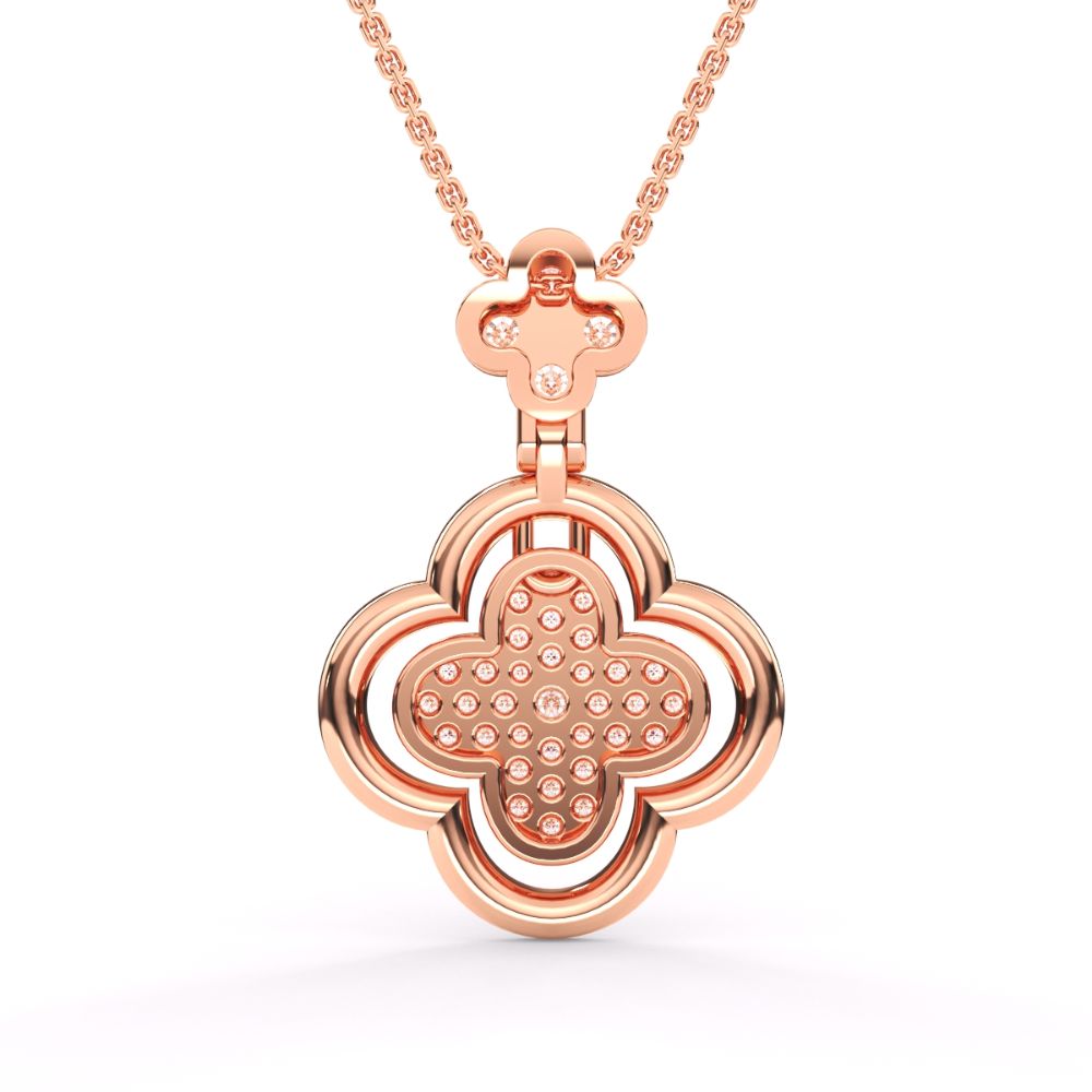 Rose Gold Clover Pendant with Beaded Detailing